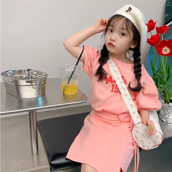 Baby Girl Vasaras Apģērbs Uzstādīt 2022 Jaunu Modes Bērni Meiteņu Kokvilnas t Krekli Un Svārki 2gab Drēbes Uzvalku korejas Toddler Bērniem, Komplekti
