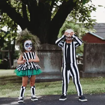 Bērniem Drēbes Halloween Kakla Karājas Marli Elsojošs Kleita ar garām Piedurknēm Zebras Svītru Uzvalks 4-6y Poliesteris