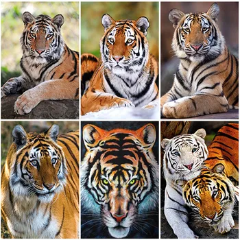 DIY Tiger 5D Dimanta Krāsošana Pilnu Kvadrātveida Urbt Dzīvnieku Dimanta Izšuvumi Krustdūrienā Komplekti Mozaīku Sienas Māksla, Mājas Dekoru, Dāvanu