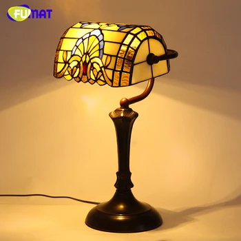FUMAT Tiffany Baroka Eiropas Vintage Galda Lampa Amerikāņu Stilā LED Galda Deg Dzīvojamā Istabā Gultas Reostats Galda Lampas