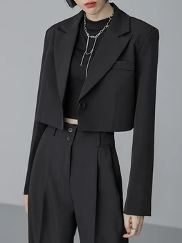 Rudens Divi Gabali Komplekti korejas Y2K Modes Žakete Tērpi Sievietēm Kultūru Jaka Un Taisnas Bikses Uzvalki, Garas Piedurknes 2 Gabali Apģērbs