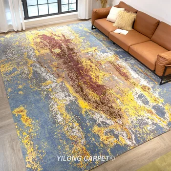 Yilong 10'x14' Lielgabarīta Zilu Roku darbs Vilnas Paklāju Grezns Istabas Paklājs (YLRugP1634)